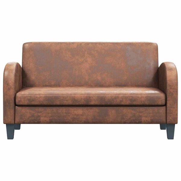 vidaXL Kavč dvosed umetni semi&scaron; rjave barve