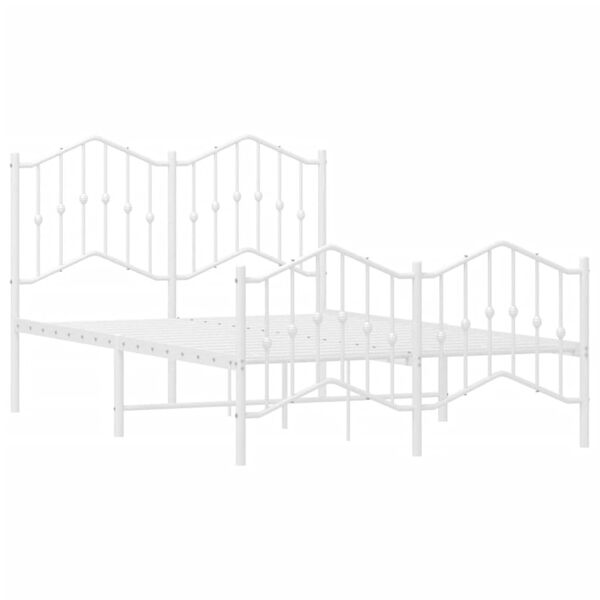 vidaXL Kovinski posteljni okvir z vzglavjem in vznožjem&nbsp;bel 120x200 cm