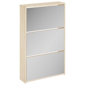 vidaXL Omarica za čevlje 3 nadstropna z ogledalom hrast 63x17x102,5 cm