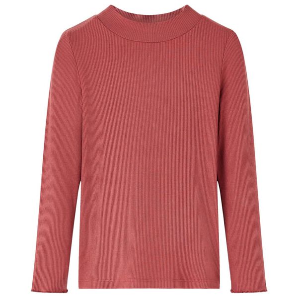 Otroška majica z dolgimi rokavi visoki ovratnik žgano rdeča 116