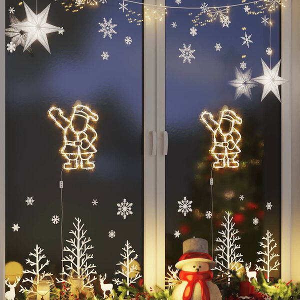 vidaXL Božična razsvetljava Santa Silhouette 2 kosa 35 LEDs Warm White