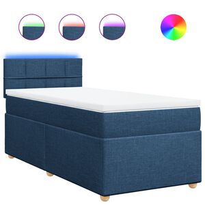 vidaXL Box spring postelja z vzmetnico modra 80x200 cm blago