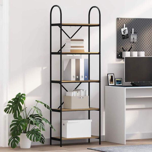 vidaXL Knjižna polica Umetni hrast 60 x 30 x 183 cm Konstruiran les