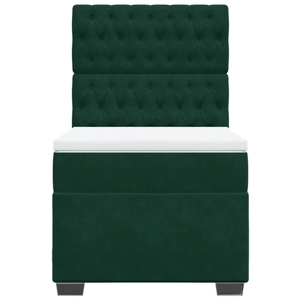 vidaXL Box spring postelja z vzmetnico temno zelena 80x200 cm žamet
