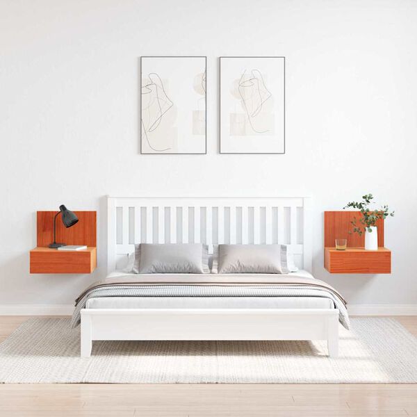 vidaXL Nočna omarica s predalom 2 pcs Voskast rjav 42 x 32,5 x 40 cm