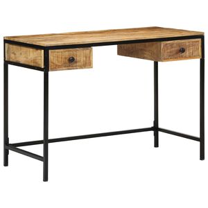 vidaXL Pisalna miza Rjava 105 x 50 x 75 cm Trdna mango les in kovina