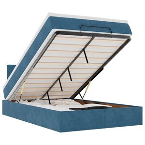 vidaXL Otomanski posteljni okvir z vzmetnico moder 120x200 cm žamet