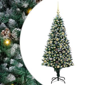 vidaXL Umestno božično drevo Zelena 150 cm PVC, jeklo in plastika