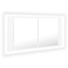 vidaXL LED kopalni&scaron;ka omarica z ogledalom bela 90x12x45 cm akril