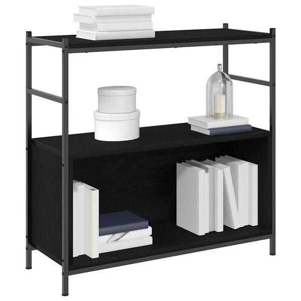 vidaXL Knjižna polica Črni hrast 80 x 30 x 78.5 cm Konstruiran les