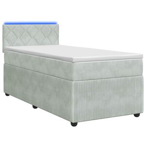 vidaXL Postelja boxspring z vzmetnico Svetlo siva 80 x 200 cm Žamet