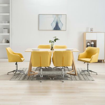 vidaXL Vrtljivi jedilni stoli 6 kosa rumeno blago