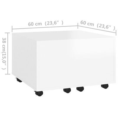 vidaXL Klubska mizica bela 60x60x38 cm iverna plošča
