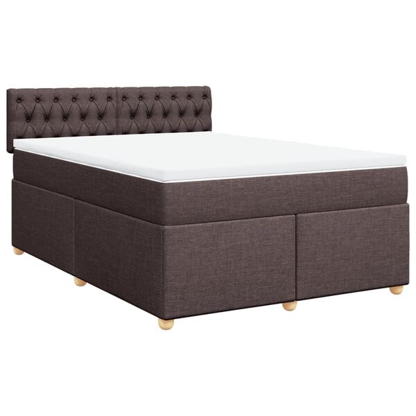 vidaXL Box spring postelja z vzmetnico temno rjav 140x190 cm blago