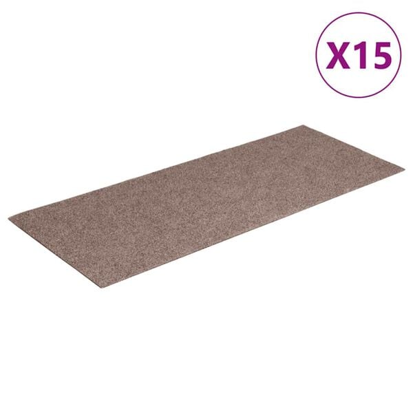 vidaXL Preproge za stopnice samolepilne 15 kosov 60 x 25 cm svetlo rjave pravokotne