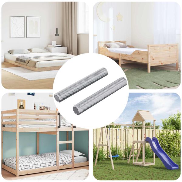 vidaXL Navojna palica 2 pcs srebrna 8 x 55 mm Jeklo