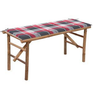 vidaXL Zložljiva vrtna klop z blazino 118 cm bambus