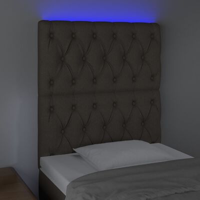 vidaXL LED posteljno vzglavje taupe 80x7x118/128 cm blago