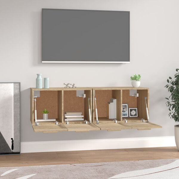 vidaXL Stenska omarica 2 kosa sonoma hrast 60x36,5x35 cm inžen. les