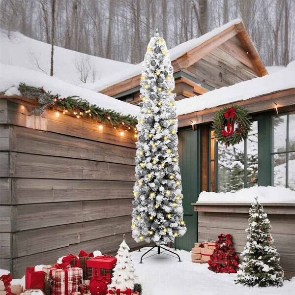 vidaXL Umestno božično drevo Zelena 240 cm PVC in Jeklo in Plastika