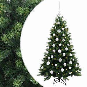 vidaXL Umjetno božično drevo z okrasnimi kroglami 120 cm 150 LED