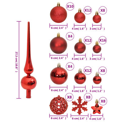 vidaXL Komplet novoletnih bučk 111 kosov rdeče polistiren