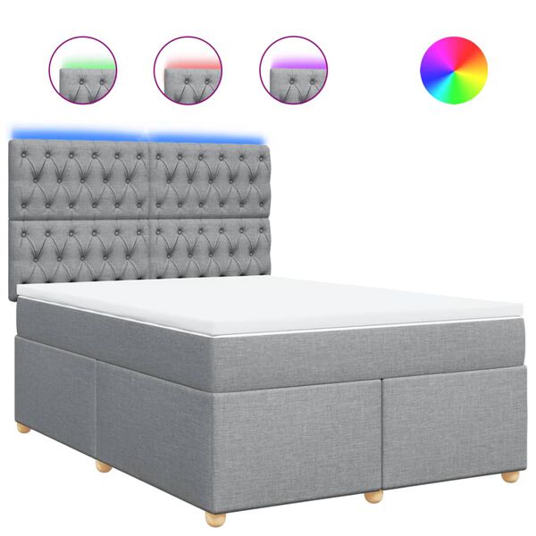 vidaXL Box spring postelja z vzmetnico svetlo siva 160x200 cm žamet