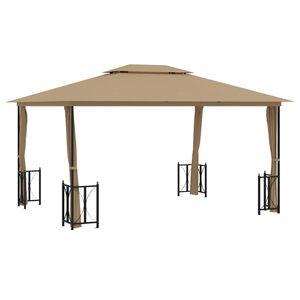 vidaXL Paviljon s stranicami in dvojno streho 3x4 m taupe