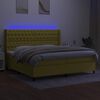 vidaXL Box spring postelja z vzmetnico LED zelena 200x200 cm blago