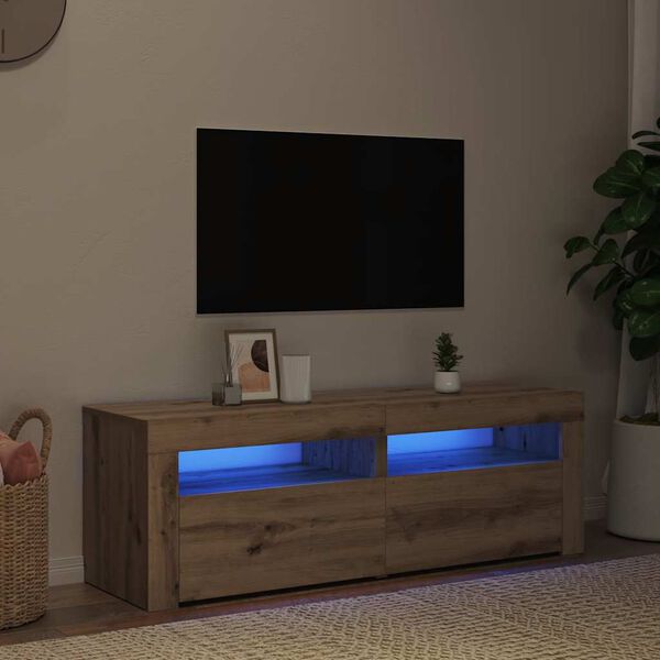 vidaXL TV omarica z LED artisan hrast 120x35x40 cm inženirski les