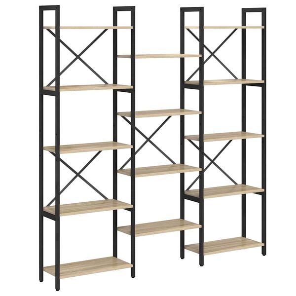 vidaXL Knjižna polica Sonoma hrast 156 x 25 x 167 cm Konstruiran les