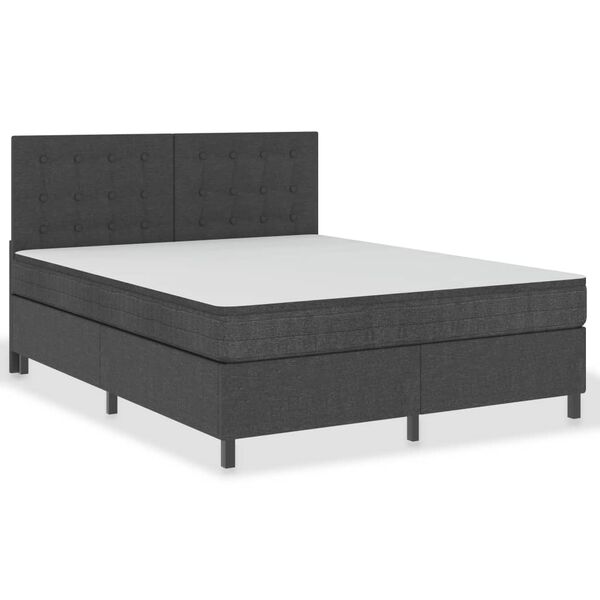 vidaXL Boxspring postelja temno sivo blago 160x200 cm