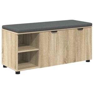 vidaXL Haldna klop z blazino s polico Sonoma hrast 100 x 38 x 46 cm
