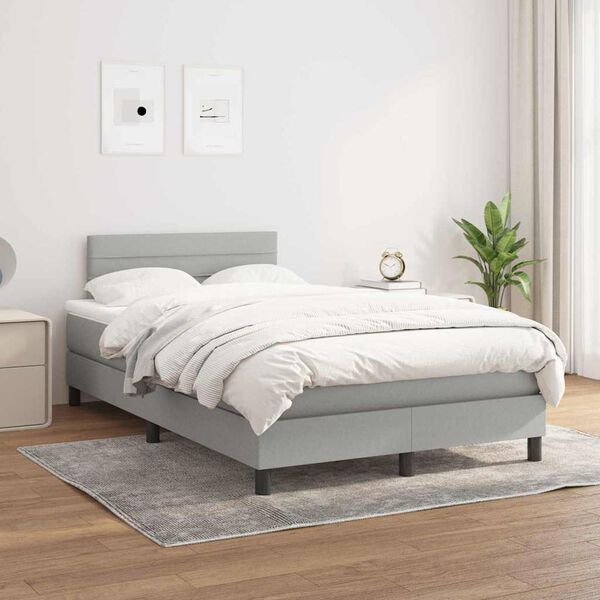 vidaXL Boxspring postelja z vzmetnico svetlo siva 120x190 cm blago