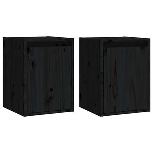 vidaXL Stenska omarica 2 kosa črna 30x30x40 cm trdna borovina
