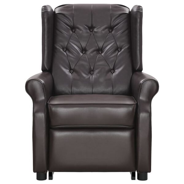 vidaXL Masažni stol s funkcijo vstajanja rjavo sijoče umetno usnje