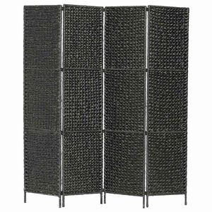 vidaXL Paravan 4-delni 154x160 cm vodna hijacinta črn