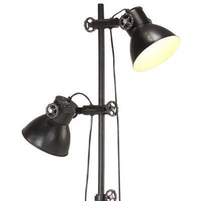 vidaXL Stoječa svetilka z 2 senčnikoma črna E27 lito železo
