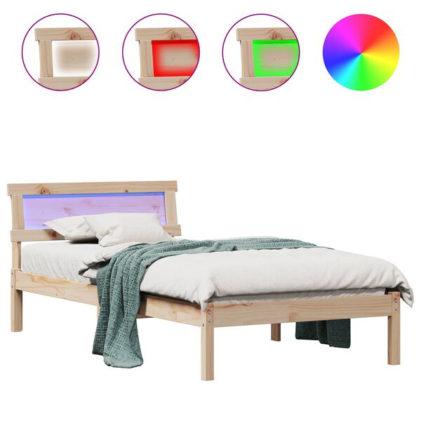 vidaXL Konstrukcija postelje Rjava 90 x 190 cm Masivno borovo les