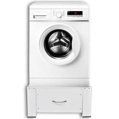vidaXL Podstavek za pralni stroj beli s predalom