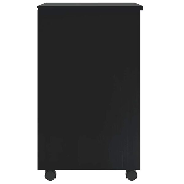 vidaXL Rolling Cabinet s predali MOSS Black Masivni les borovega lesa