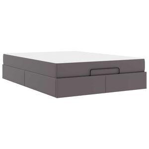 vidaXL Posteljni okvir z vzmetnico z vzmetnico 2 pcs Siva PVC