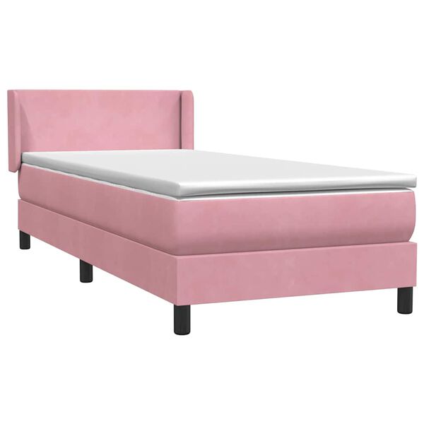 vidaXL Box Spring postelja z vzmetnico Pink 100x220 cm Velvet
