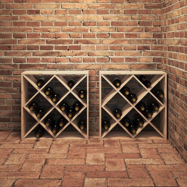 vidaXL Stojalo za vino 2 pcs Naravna 62 x 25 x 62 cm