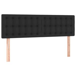 vidaXL Posteljno vzglavje črna 144x5x78/88 cm umetno usnje