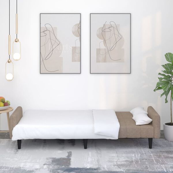 vidaXL Raztegljiv kavč dvosed taupe tkanina iz mikrovlaken