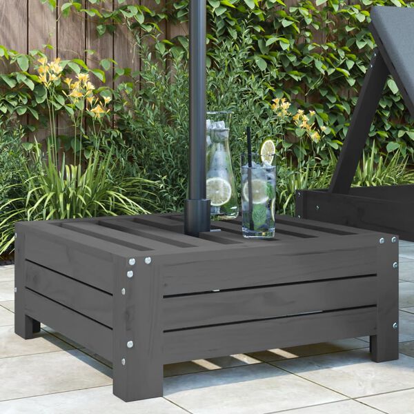 vidaXL Pokrivalo za podstavek za senčnik siva trdna borovina