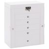 vidaXL Jewellery Box 6-Layer z ogledalom zaklenljiv Bela