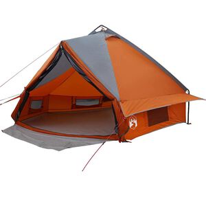 vidaXL Teepee &scaron;otor za 6 oseb Siva in oranžna 431 x 366 x 185 cm