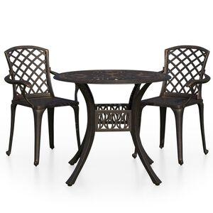 vidaXL Bistro garnitura 3-delna liti aluminij bronasta